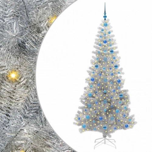 Ziemassvētku Eglīte Su 300 Led Ar Statīvu Sudraba 210 Cm Pet Vidaxl