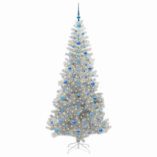 Ziemassvētku Eglīte Su 300 Led Ar Statīvu Sudraba 210 Cm Pet Vidaxl
