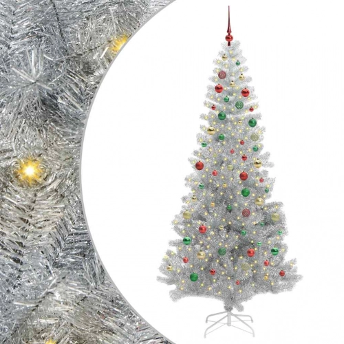 Ziemassvētku Eglīte Su 300 Led Ar Statīvu Sudraba 210 Cm Pet Vidaxl