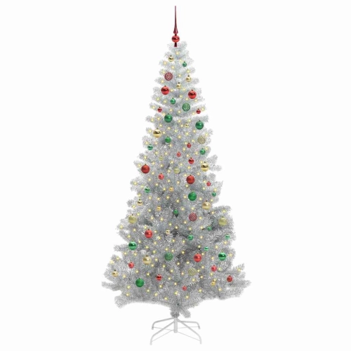 Ziemassvētku Eglīte Su 300 Led Ar Statīvu Sudraba 210 Cm Pet Vidaxl