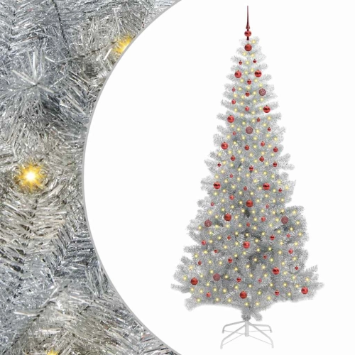 Ziemassvētku Eglīte Su 300 Led Ar Statīvu Sudraba 240 Cm Pet Vidaxl