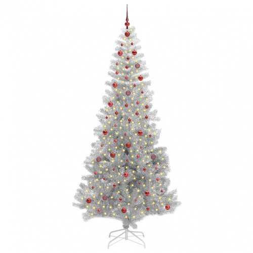 Ziemassvētku Eglīte Su 300 Led Ar Statīvu Sudraba 240 Cm Pet Vidaxl