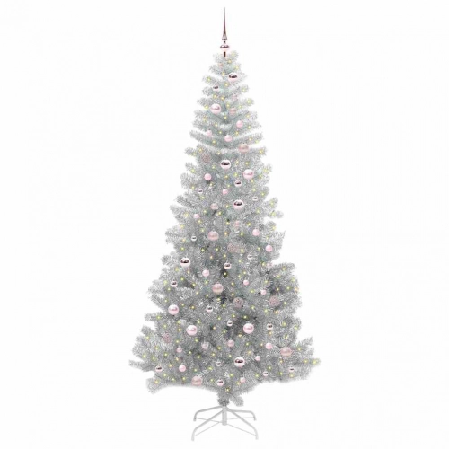 Ziemassvētku Eglīte Su 300 Led Ar Statīvu Sudraba 240 Cm Pet Vidaxl