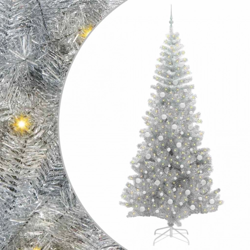 Ziemassvētku Eglīte Su 300 Led Ar Statīvu Sudraba 240 Cm Pet Vidaxl