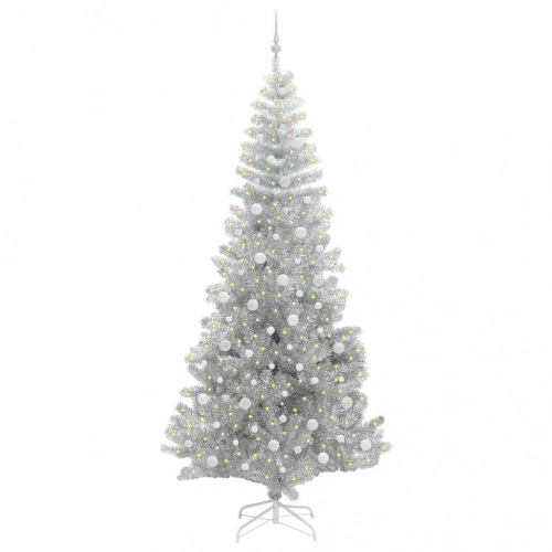 Ziemassvētku Eglīte Su 300 Led Ar Statīvu Sudraba 240 Cm Pet Vidaxl