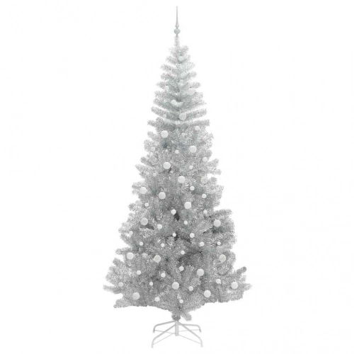Ziemassvētku Eglīte Su 300 Led Ar Statīvu Sudraba 240 Cm Pet Vidaxl