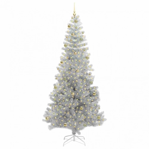 Ziemassvētku Eglīte Su 300 Led Ar Statīvu Sudraba 240 Cm Pet Vidaxl