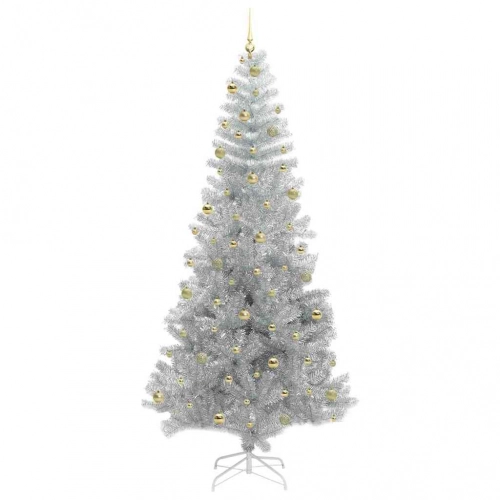 Ziemassvētku Eglīte Su 300 Led Ar Statīvu Sudraba 240 Cm Pet Vidaxl