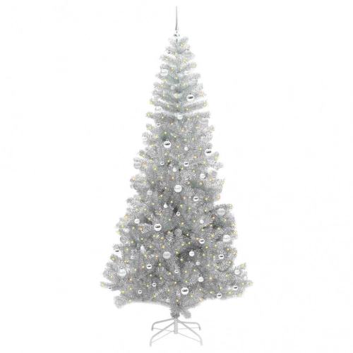 Ziemassvētku Eglīte Su 300 Led Ar Statīvu Sudraba 240 Cm Pet Vidaxl