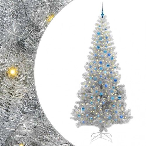 Ziemassvētku Eglīte Su 300 Led Ar Statīvu Sudraba 240 Cm Pet Vidaxl