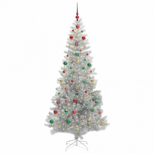 Ziemassvētku Eglīte Su 300 Led Ar Statīvu Sudraba 240 Cm Pet Vidaxl