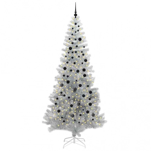 Ziemassvētku Eglīte Su 300 Led Ar Statīvu Sudraba 240 Cm Pet Vidaxl