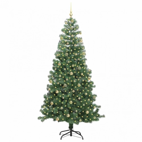 Ziemassvētku Eglīte Su 300 Led Ar Statīvu Zaļa 240 Cm Pvc Vidaxl