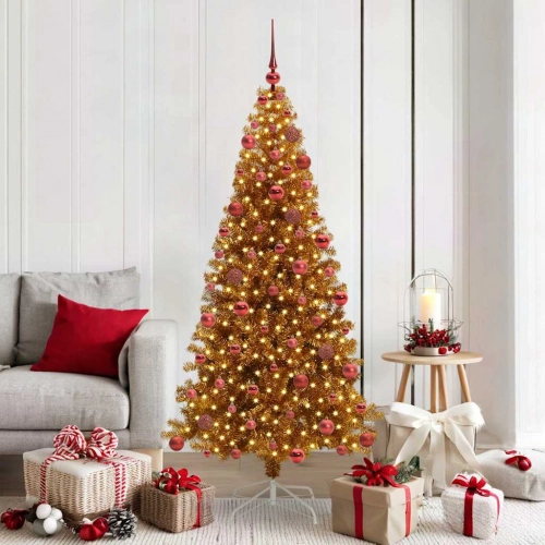 Ziemassvētku Eglīte Su 300 Led Ar Statīvu Zelts 180 Cm Pet Vidaxl