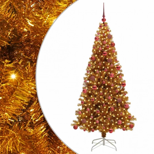 Ziemassvētku Eglīte Su 300 Led Ar Statīvu Zelts 180 Cm Pet Vidaxl