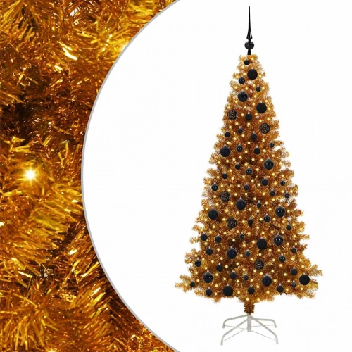 Ziemassvētku Eglīte Su 300 Led Ar Statīvu Zelts 180 Cm Pet Vidaxl