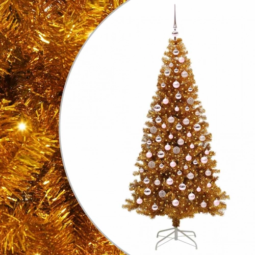 Ziemassvētku Eglīte Su 300 Led Ar Statīvu Zelts 180 Cm Pet Vidaxl