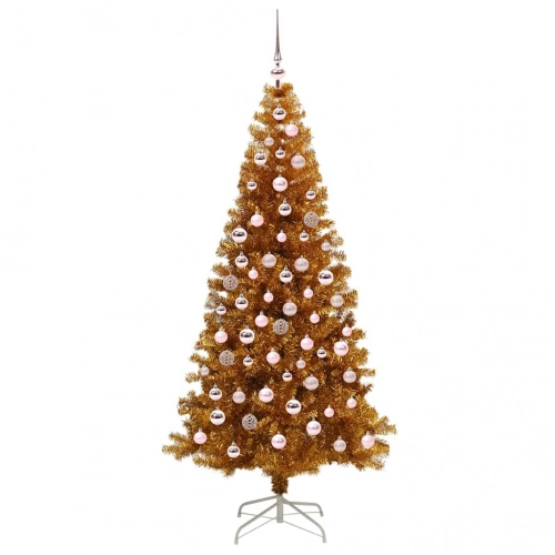 Ziemassvētku Eglīte Su 300 Led Ar Statīvu Zelts 180 Cm Pet Vidaxl