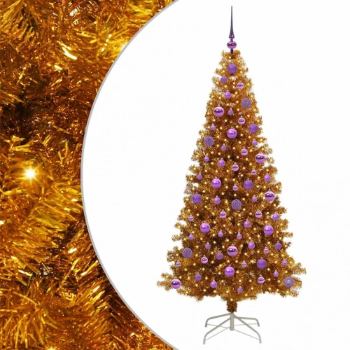 Ziemassvētku Eglīte Su 300 Led Ar Statīvu Zelts 180 Cm Pet Vidaxl