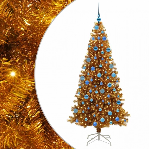Ziemassvētku Eglīte Su 300 Led Ar Statīvu Zelts 180 Cm Pet Vidaxl