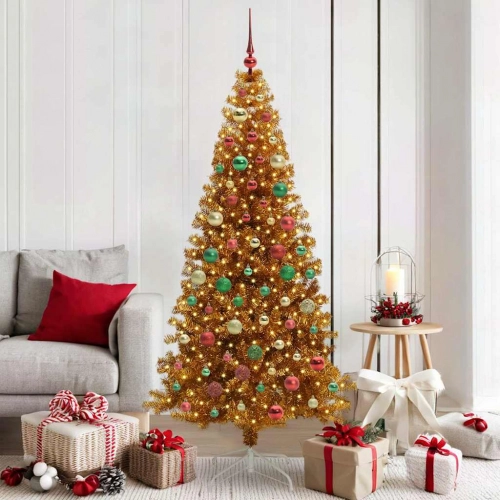 Ziemassvētku Eglīte Su 300 Led Ar Statīvu Zelts 180 Cm Pet Vidaxl