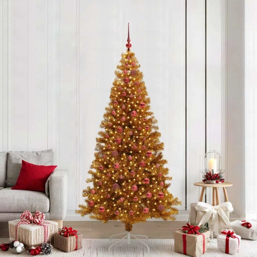 Ziemassvētku Eglīte Su 300 Led Ar Statīvu Zelts 210 Cm Pet Vidaxl
