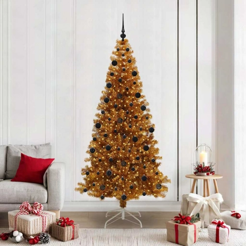 Ziemassvētku Eglīte Su 300 Led Ar Statīvu Zelts 210 Cm Pet Vidaxl