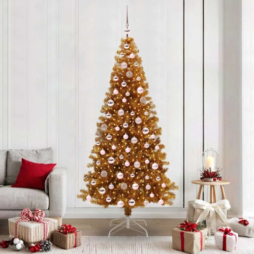 Ziemassvētku Eglīte Su 300 Led Ar Statīvu Zelts 210 Cm Pet Vidaxl