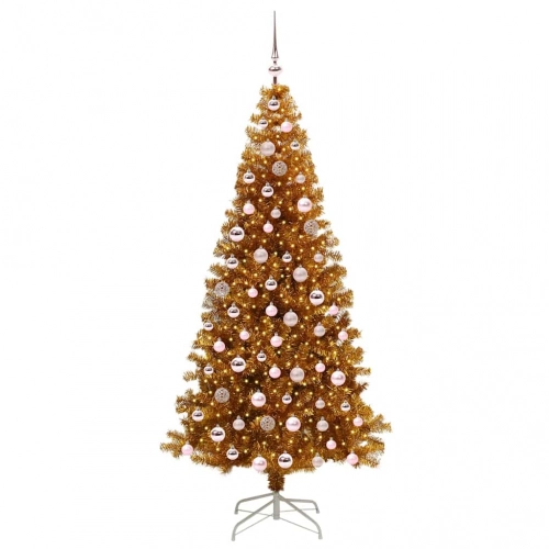 Ziemassvētku Eglīte Su 300 Led Ar Statīvu Zelts 210 Cm Pet Vidaxl