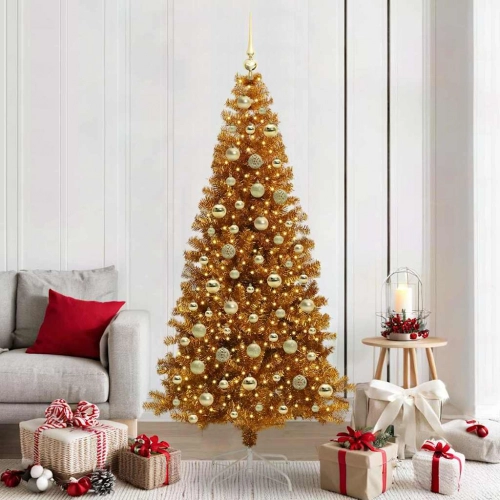 Ziemassvētku Eglīte Su 300 Led Ar Statīvu Zelts 210 Cm Pet Vidaxl
