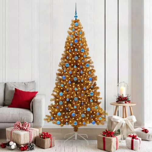 Ziemassvētku Eglīte Su 300 Led Ar Statīvu Zelts 210 Cm Pet Vidaxl