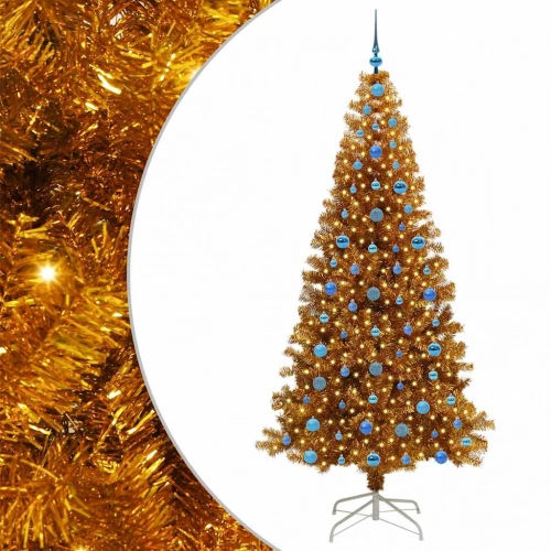 Ziemassvētku Eglīte Su 300 Led Ar Statīvu Zelts 210 Cm Pet Vidaxl
