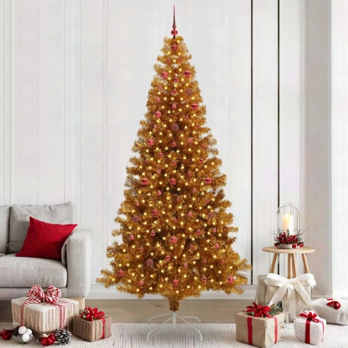 Ziemassvētku Eglīte Su 300 Led Ar Statīvu Zelts 240 Cm Pet Vidaxl