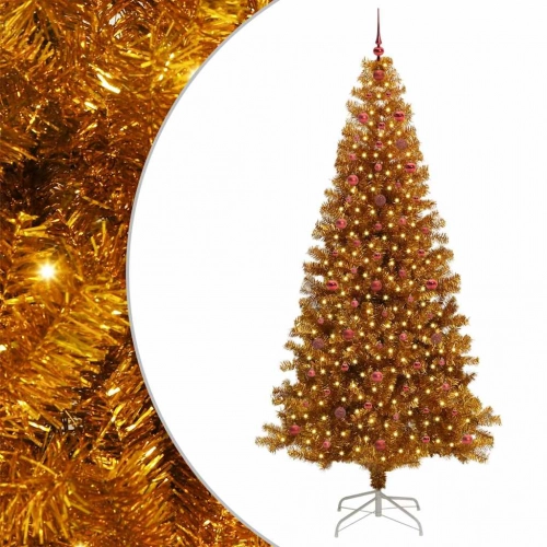 Ziemassvētku Eglīte Su 300 Led Ar Statīvu Zelts 240 Cm Pet Vidaxl