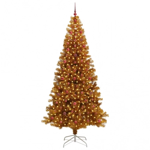 Ziemassvētku Eglīte Su 300 Led Ar Statīvu Zelts 240 Cm Pet Vidaxl