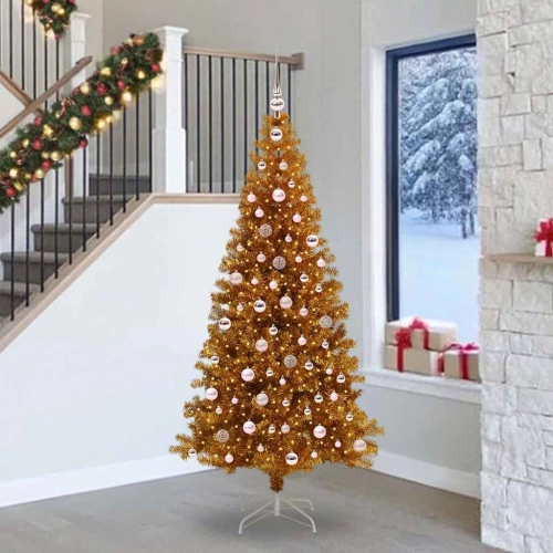 Ziemassvētku Eglīte Su 300 Led Ar Statīvu Zelts 240 Cm Pet Vidaxl