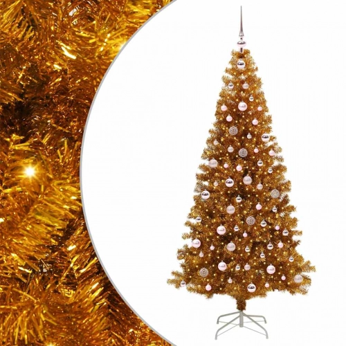 Ziemassvētku Eglīte Su 300 Led Ar Statīvu Zelts 240 Cm Pet Vidaxl