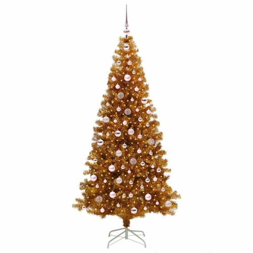 Ziemassvētku Eglīte Su 300 Led Ar Statīvu Zelts 240 Cm Pet Vidaxl