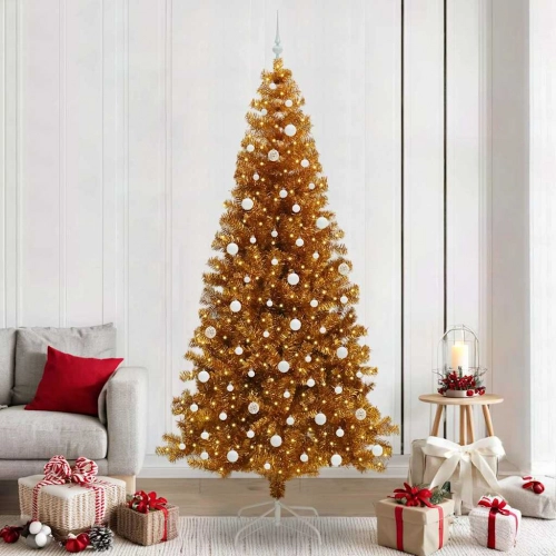 Ziemassvētku Eglīte Su 300 Led Ar Statīvu Zelts 240 Cm Pet Vidaxl