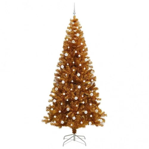Ziemassvētku Eglīte Su 300 Led Ar Statīvu Zelts 240 Cm Pet Vidaxl