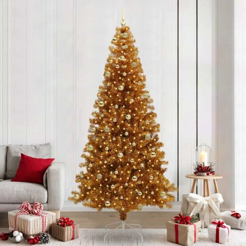 Ziemassvētku Eglīte Su 300 Led Ar Statīvu Zelts 240 Cm Pet Vidaxl