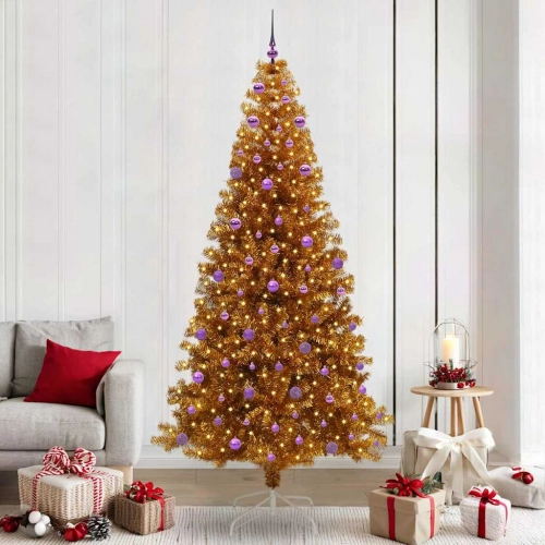 Ziemassvētku Eglīte Su 300 Led Ar Statīvu Zelts 240 Cm Pet Vidaxl