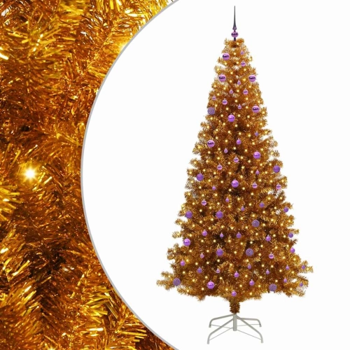 Ziemassvētku Eglīte Su 300 Led Ar Statīvu Zelts 240 Cm Pet Vidaxl