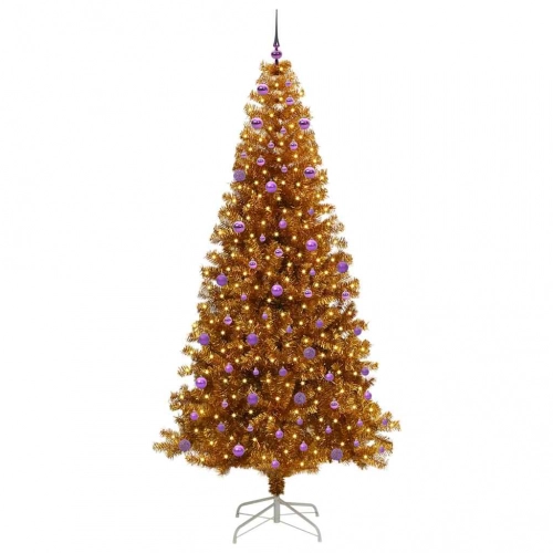 Ziemassvētku Eglīte Su 300 Led Ar Statīvu Zelts 240 Cm Pet Vidaxl