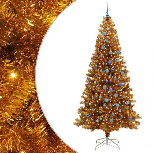 Ziemassvētku Eglīte Su 300 Led Ar Statīvu Zelts 240 Cm Pet Vidaxl