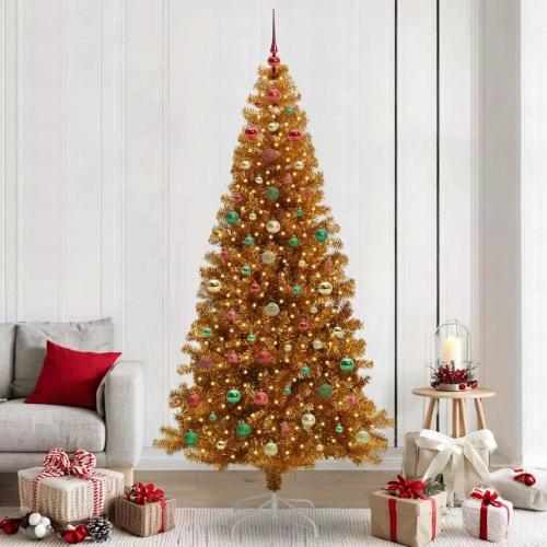 Ziemassvētku Eglīte Su 300 Led Ar Statīvu Zelts 240 Cm Pet Vidaxl