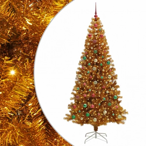 Ziemassvētku Eglīte Su 300 Led Ar Statīvu Zelts 240 Cm Pet Vidaxl