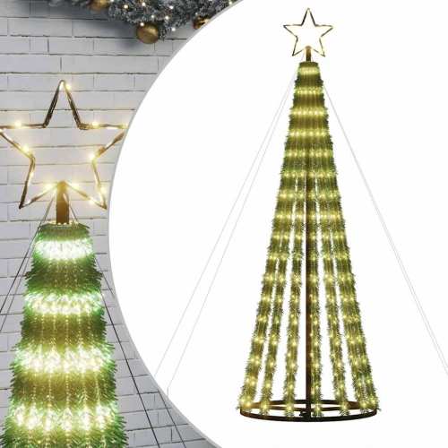 Led Ziemassvētku Eglīte 275 Led Silti Balta 180 Cm Vidaxl