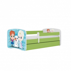 Bed babydreams green frozen land without drawer with mattress 140/70