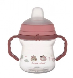 Canpol Babies FirstCup Kubek z Silikonowym Ustnikiem 150ml Bonjour Paris Różowy 56/612_pin